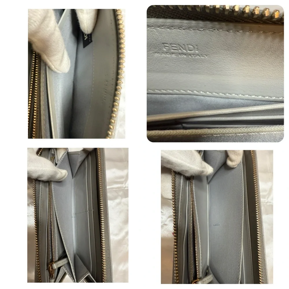 Fendi Gray Wallet with Multicolor Studs